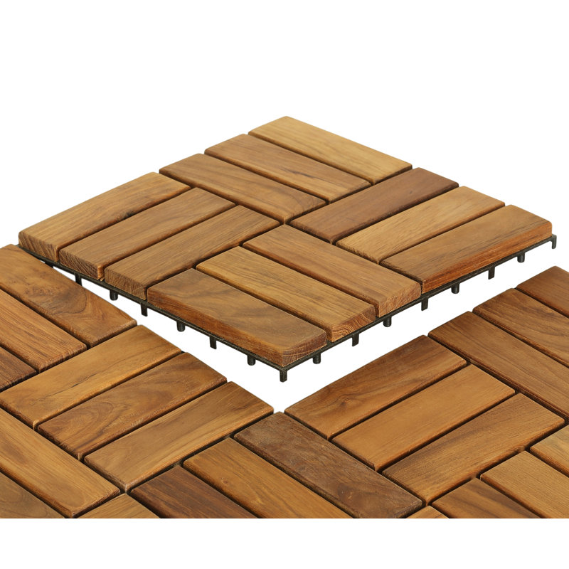 BareDecor EZ-Floor 12" x 12" Wood Interlocking Deck Tile